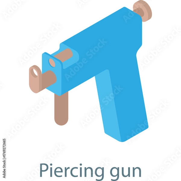 Obraz Blue and brown piercing gun tool for ear and body piercing with a transparent background in isometric view perfect for medical and beauty industry visuals