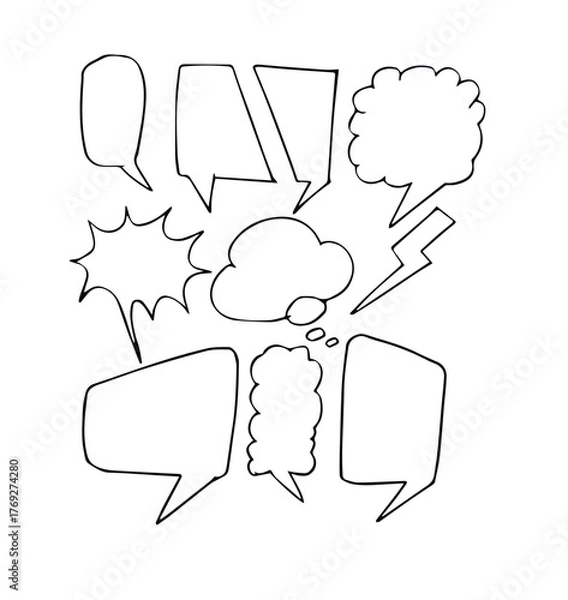 Obraz Message comments chat box. Collection of speech bubbles, text boxes and conversation chats in comics. Vektor set of speech bubbles