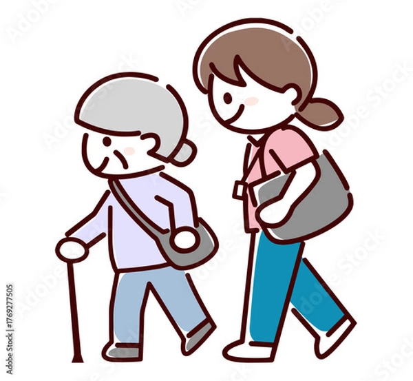 Obraz 一緒に歩く女性たち女性　シンプル画