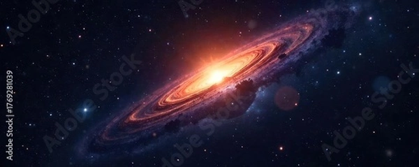 Obraz A single star shines brightly in the inky blackness of space, radiating light and wonder Perfect for astronomy, space travel, and celestial themes , energy, astronomy