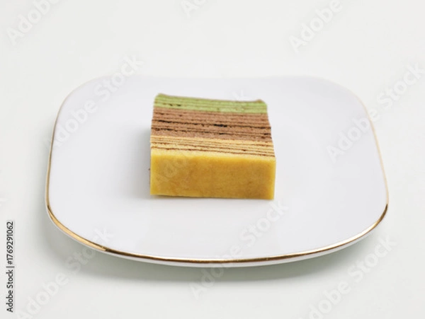 Fototapeta Lapis Legit or thousand layer cake on white background