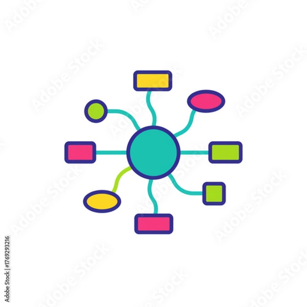 Fototapeta Colorful mind mapping graphic on white background  