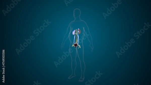 Obraz Human urinary system anatomy. 3d illustrations