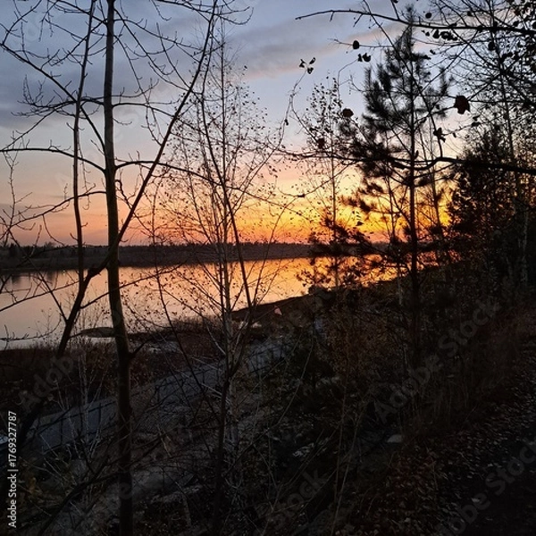 Fototapeta sunset on the river