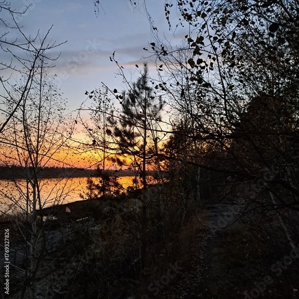 Fototapeta sunset on the river