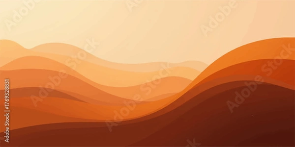 Fototapeta Abstract flowing wavy landscape with warm orange and brown tones creating a sense of gentle movement and depth