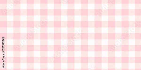 Fototapeta Soft pastel pink and white plaid pattern with a subtle watercolor texture for a gentle and feminine background