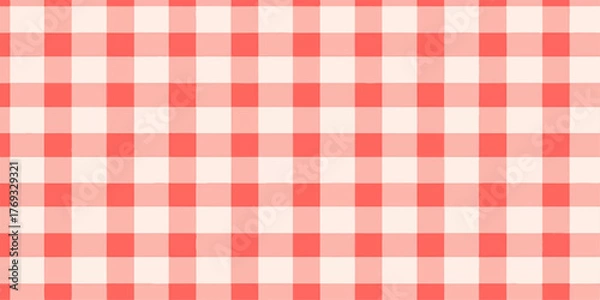Fototapeta Seamless red and white gingham checkered pattern background for summer picnics and countryside themes