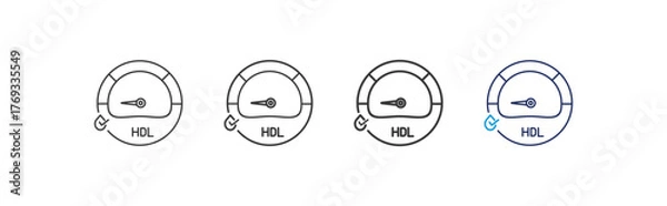 Fototapeta collection of low hdl cholesterol icon set illustrations, diagnosis, metabolic syndrome problems, with different line thickness and color variations on a white background