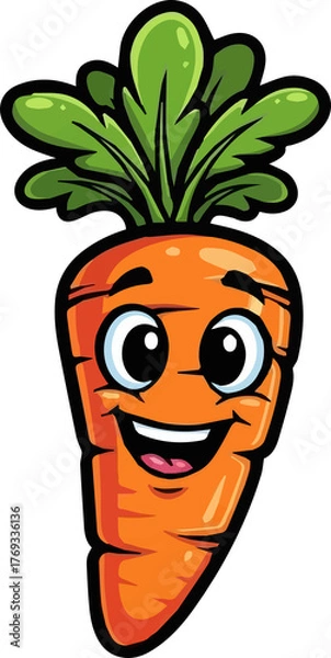 Fototapeta Cartoon Illustration of a Happy Carrot
