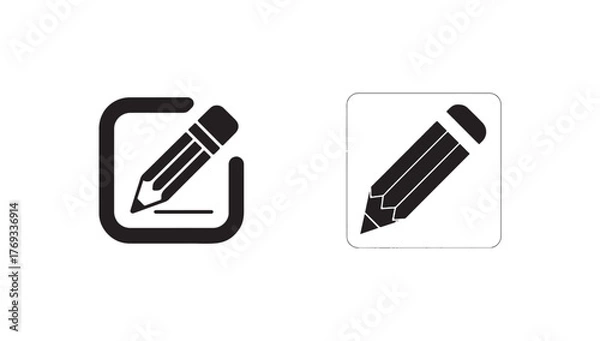 Obraz Pencil icon set, Pencil Writing Symbol icon silhouette, simple Pencil vector icon, Vector illustration EPS 10.
