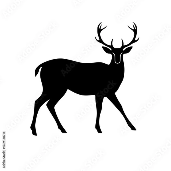 Obraz elegant black deer silhouette on a crisp white background