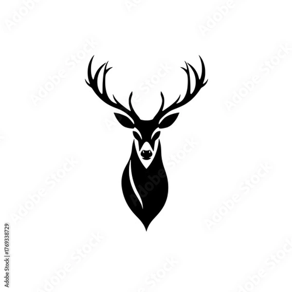 Obraz elegant black and white deer head silhouette with intricate antlers