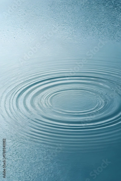 Obraz Circles on Water: Capturing the essence of tranquility, concentric rings ripple outwards across a serene water surface, reflecting the sky above.