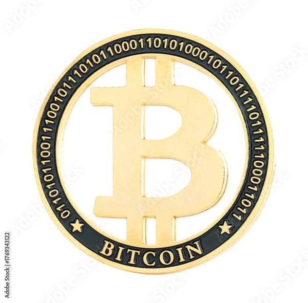 Fototapeta Bitcoin - BTC cryptocurrency coin isolated on a transparent background