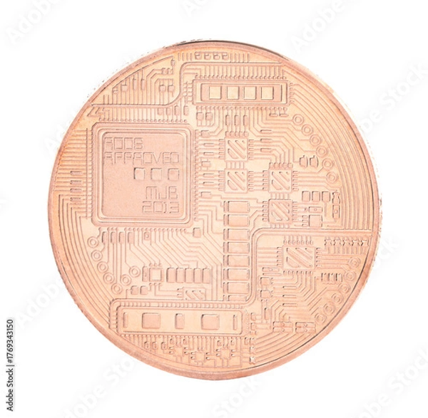 Fototapeta Bitcoin - BTC cryptocurrency coin isolated on a transparent background
