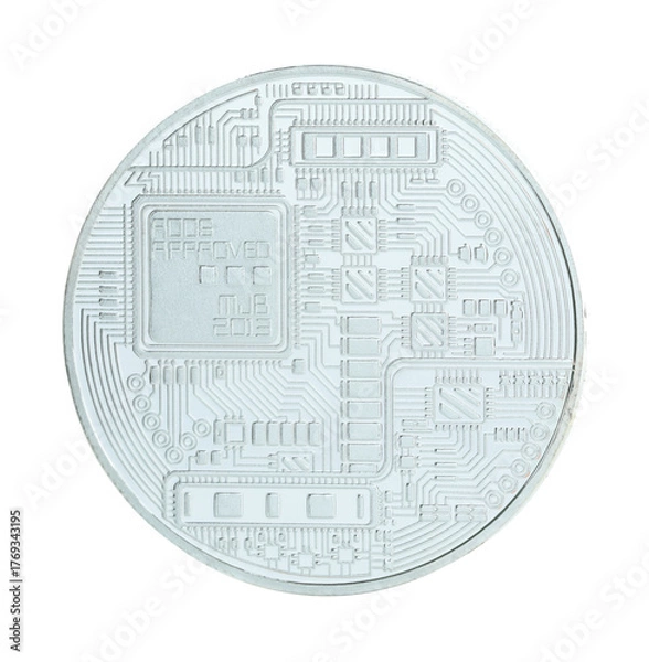 Fototapeta Bitcoin - BTC cryptocurrency coin isolated on a transparent background