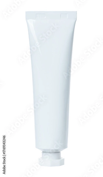 Fototapeta Blank white cosmetic cream tube, isolated on a transparent background