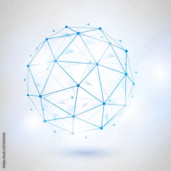 Fototapeta Wireframe 3D mesh polygonal vector sphere