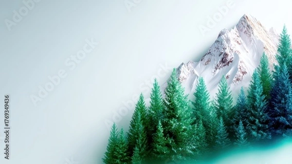 Obraz Majestic mountain vista showcases expansive green forest towering peak overlooks dense woodland lush with trees