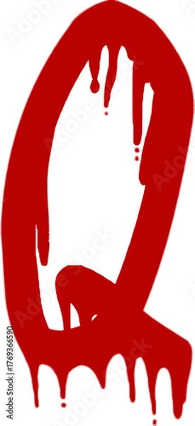 Obraz Red Letter Q with Dripping Paint Effect