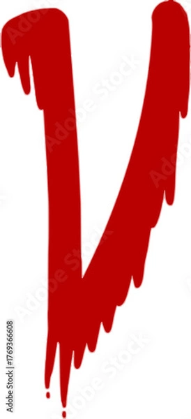 Obraz Red Paint Splatter Letter V