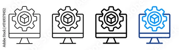 Obraz Virtual Machine Icon Different Style Outline Collection Set