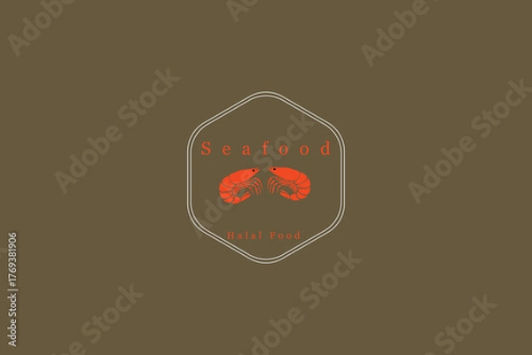 Obraz shrimp menu seafood logo