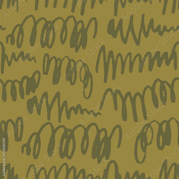 Fototapeta Vector abstract seamless pattern with green scribble stripes. Hand painted illustration for design, print, fabric or background.