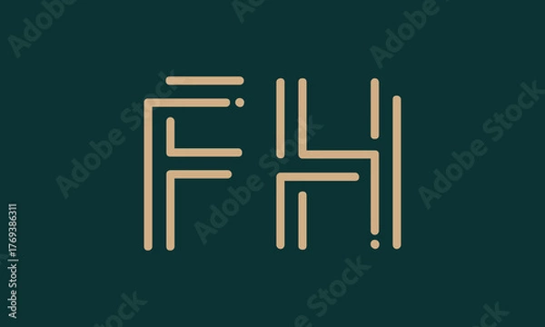 Fototapeta FH F fh initial logo | initial based abstract modern minimal creative logo, vector template image. luxury logotype logo, real estate homie logo. typography logo. initials logo