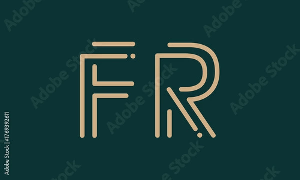 Fototapeta FR F fr initial logo | initial based abstract modern minimal creative logo, vector template image. luxury logotype logo, real estate homie logo. typography logo. initials logo