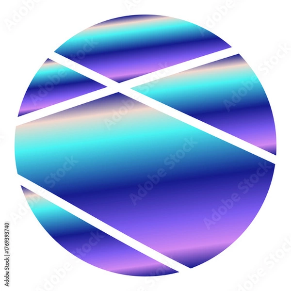 Obraz Fluid gradient circle with turquoise and violet hues, smooth luminous stripes crossing surface. For graphic design, web backgrounds, branding, and digital illustration projects. Part of collection