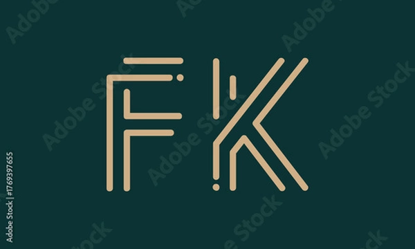 Obraz FK F fk initial logo | initial based abstract modern minimal creative logo, vector template image. luxury logotype logo, real estate homie logo. typography logo. initials logo