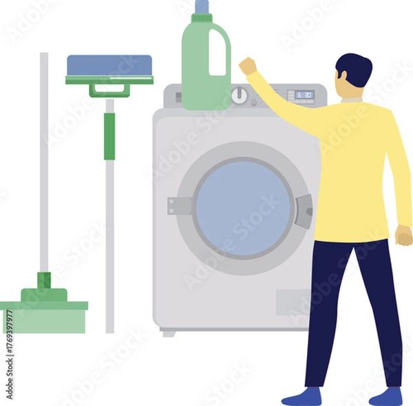 Obraz Man going for laundry.