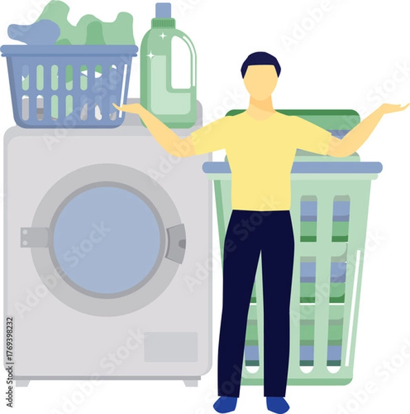Obraz Man showing washing machine