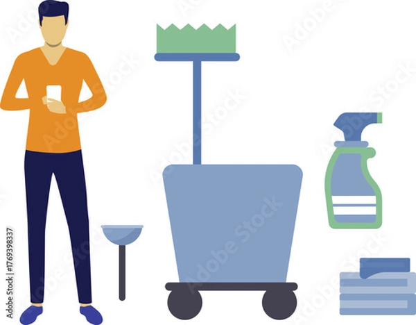 Obraz The boy is checking house keeping