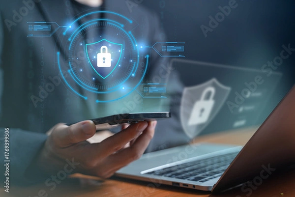 Fototapeta Business cybersecurity concept.
Data protection and online safety.