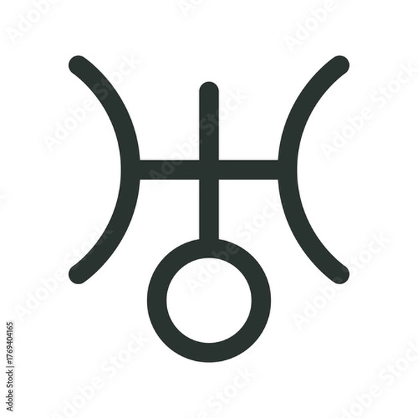Fototapeta Uranus astrology symbol. Uranus planet vector sign with editable stroke
