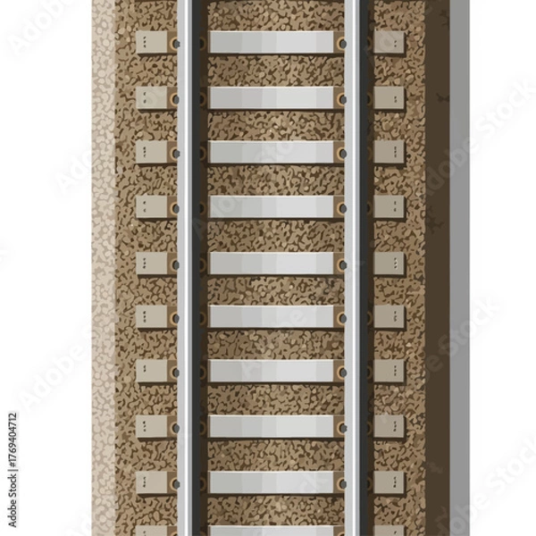 Obraz Overhead view of a model railroad track with gravel and wooden sleepers