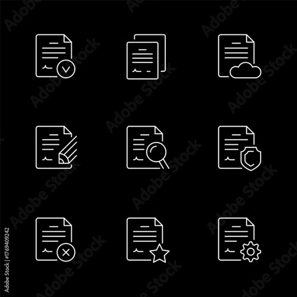 Fototapeta Set line icons of document