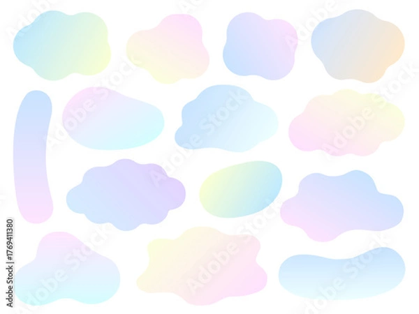 Obraz ふわふわなグラデーションカラーのゆめかわいい雲型フレームセット