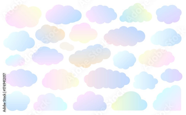 Obraz ふわふわなグラデーションカラーのゆめかわいい雲型フレームセット