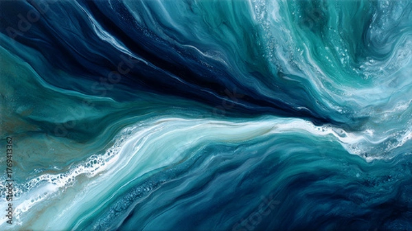 Obraz Beautiful luxury 3D modern abstract neon background consisting of waves with slight digital effect. 3d illustration, 3d rendering modern business background wallpaper, wavy lines background