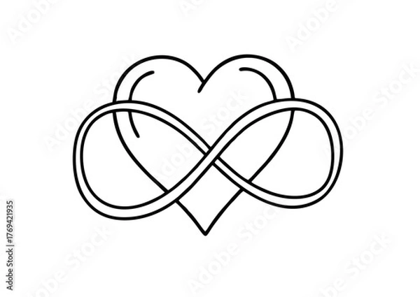 Fototapeta Simple Line Art Heart Infinity Symbol Shape Icon Sign