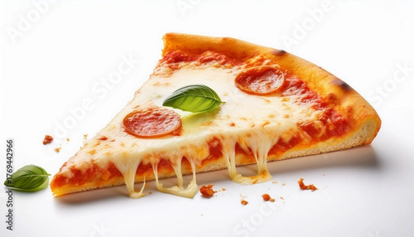 Fototapeta slice of pizza on white background