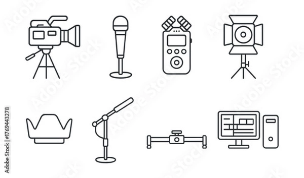 Fototapeta Set of camera equipment and accessories