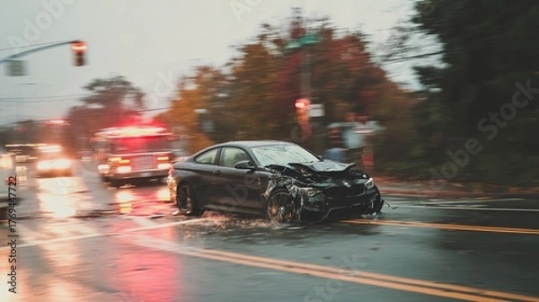 Fototapeta black car crash