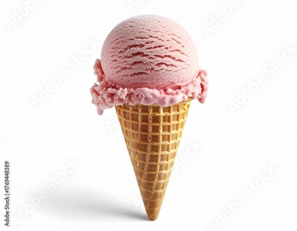 Obraz pink Ice Cream Cone Isolated on White Background