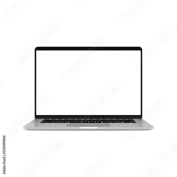 Fototapeta Modern laptop isolated on transparent background, Laptop with blank screen for mockup