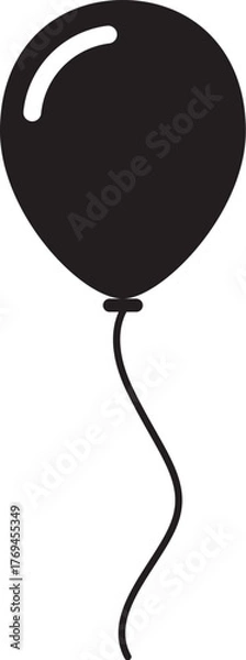 Fototapeta Elegant Black Balloon Floating Upwards on Transparent Background
